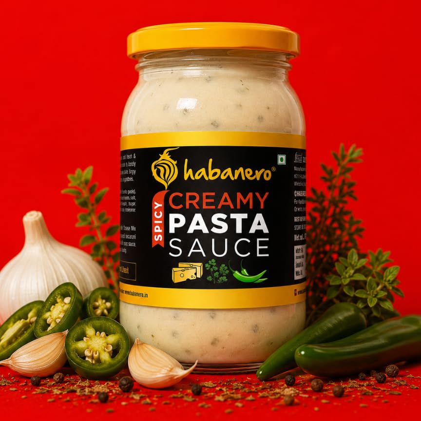 Image of Habanero Creamy Pasta Sauce | Rich & Cheesy White Sauce for Pasta, Pizza & Garlic Bread | Ready to Cook | 350g