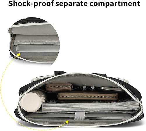 Miniatura 3 de 15-15.6 pulgadas portátil bolso de hombro, para MacBook Pro 16, HP Lenovo Dell 14 pulgadas impermeable Messenger Bag Case Sleeve (negro)