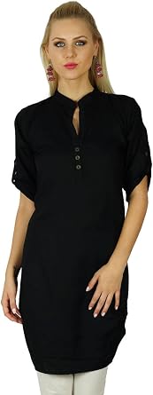 Bimba Women Chic Style Top Tunic Boho Bohemian Placket Blouse Custom Kurti Kurta