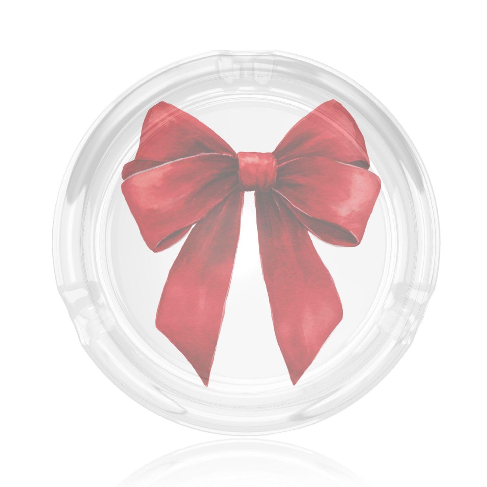 Watercolor Large Red Bow Long Ribbon Glass Ashtray For Cigarettes Ash Trays Case For Home Office Decor
