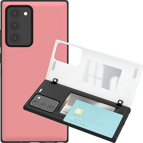 JUST4YOU Funda tipo cartera para Galaxy Note 20 Ultra con tarjetero con cierre magnético automático, cubierta de parachoques de espejo oculto (rosa)
