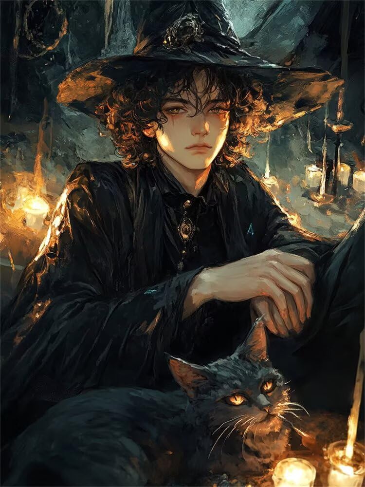 LLWYH Pintar por Numeros Anime, Pintar por Numeros Adultos Gato 70x90 cm, Cuadros para Pintar por Numeros con Pinceles y Pinturas Acrílicas para Decoración del Hogar (Sin Marco) -YH1287