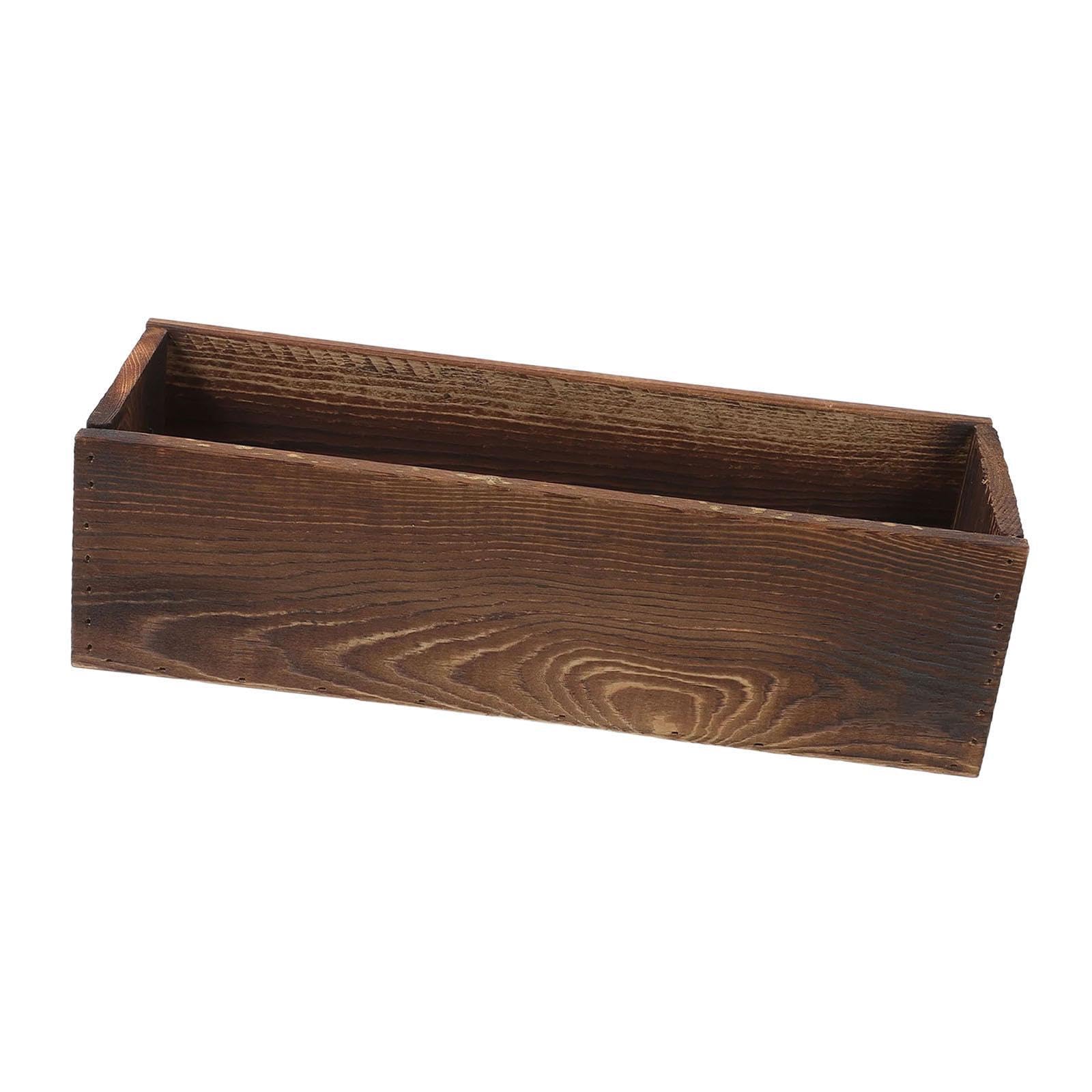QUXVUIS Wood Planter Flowerpot Rustic Addition To Elevate Coffee Shops Homes And Weddings Decor Wood Planter Box Centerpiece Rustic Wedding Decor Bar Box, Brown, 35x11x8.5cm
