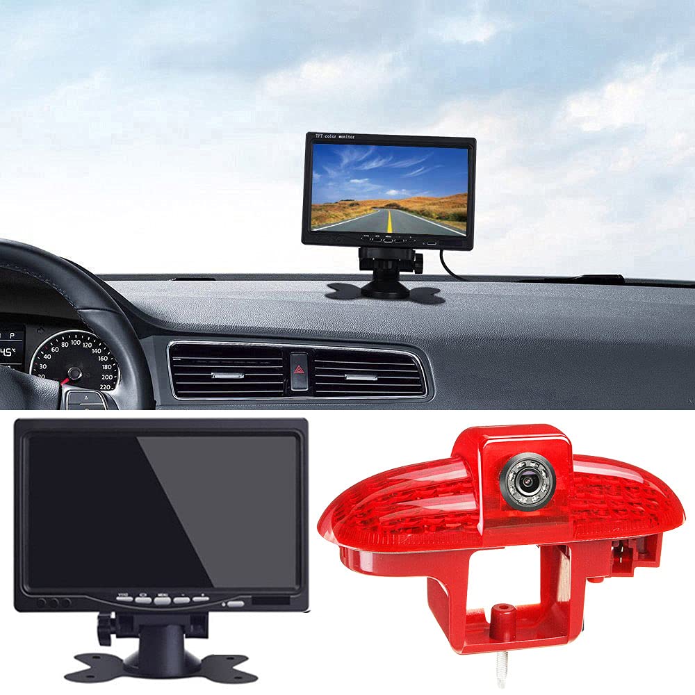 Avec écran LCD 7 pouces, vision nocturne HD, double caméra d'aide au stationnement, feu stop, caméra de recul, caméra de rechange pour Nissan Primastar/Opel Vivaro Van Diesel Petrol/Renault Trafic II