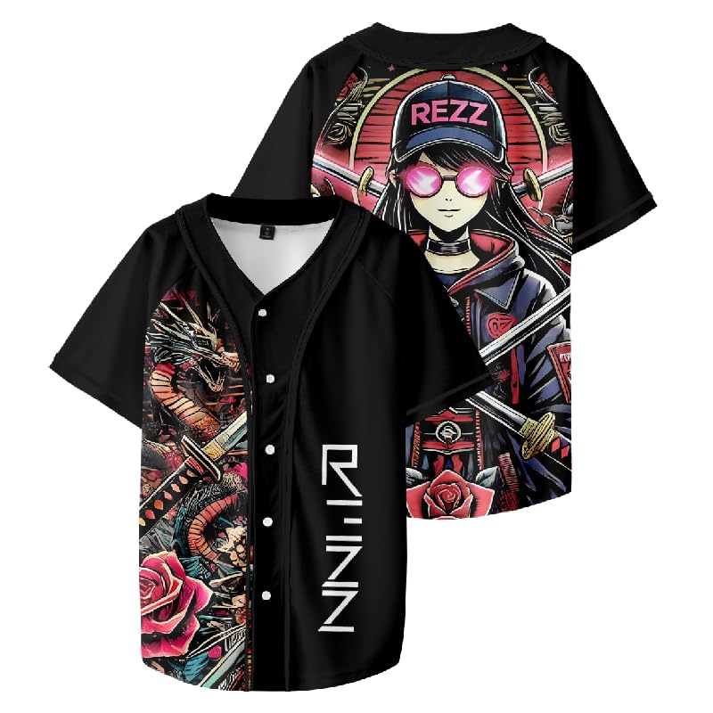 Rezz Jersey DJ Merch Harajuku Thin Button Baseball Uniform Men/Women Baseball Jersey for EDM Festivals