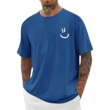 Mens Short Sleeve Graphic Tee Funny Smile Crew Neck T Shirts Loose Fit Summer Shirts