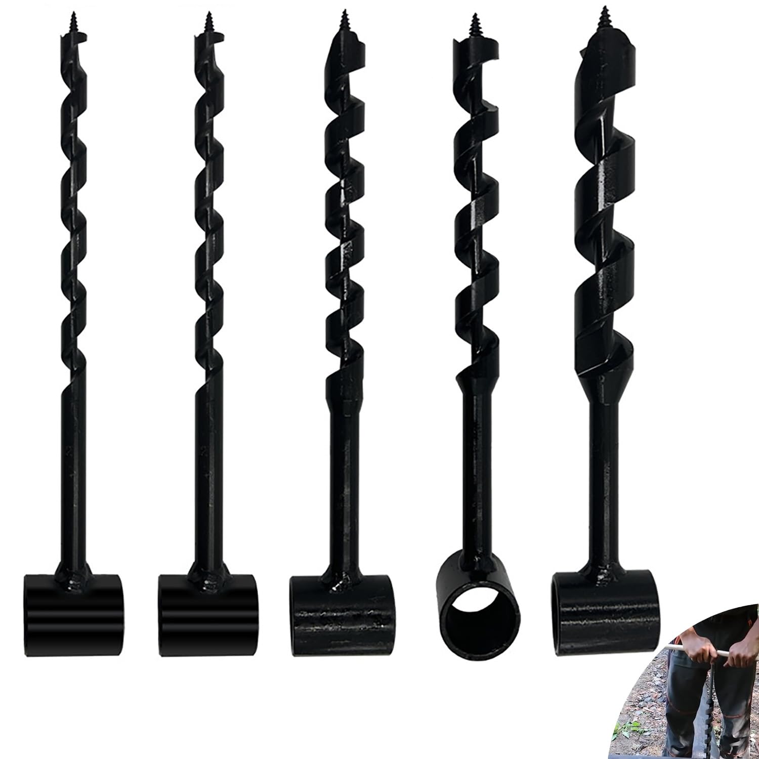 5 piezas Taladro Manual de Barrena para Exteriores,Portátil Taladro de Mano,para Exteriores y Acampar, Herramienta de Adición Supervivencia