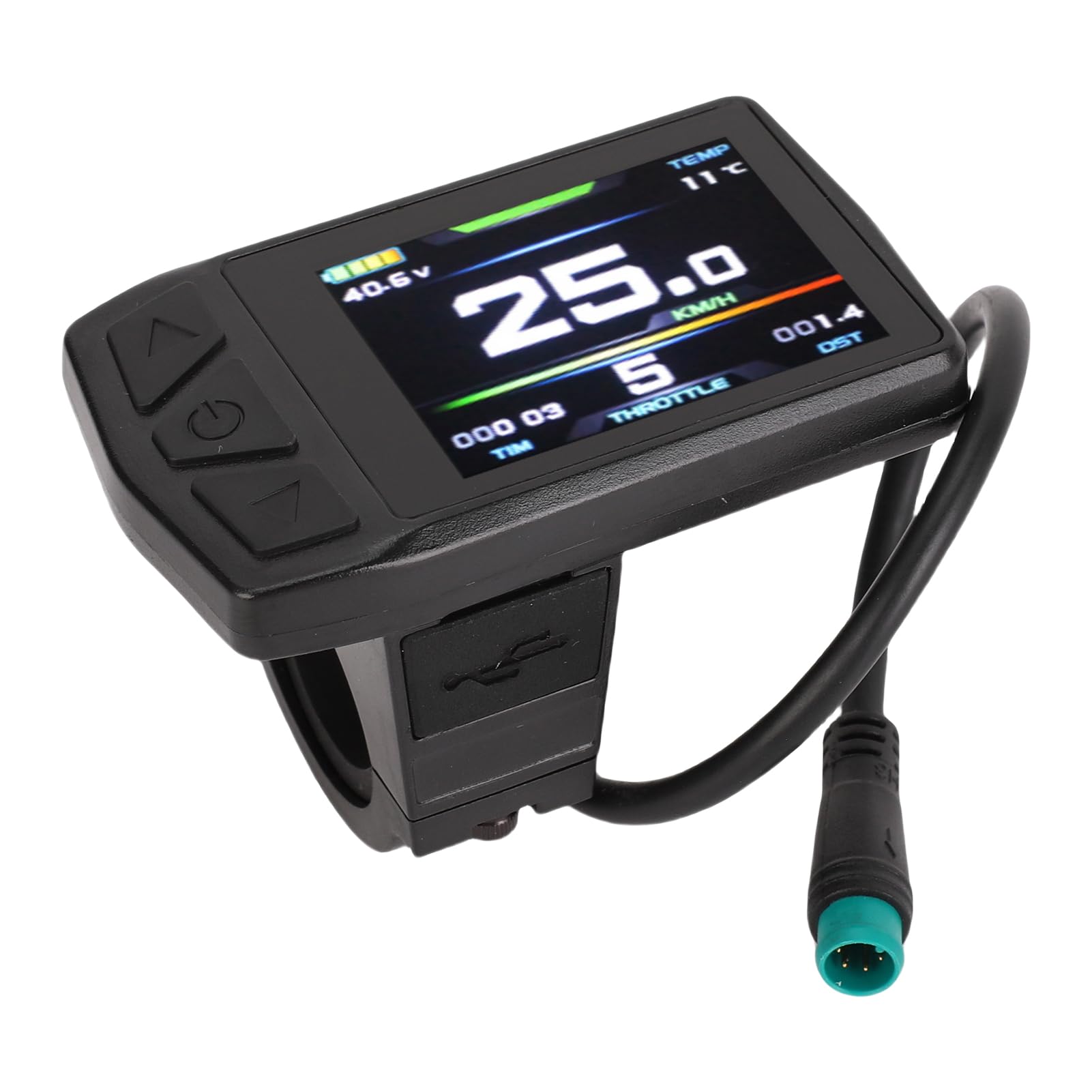 Fabater Kolorowy Ekran Roweru Elektrycznego Miernik LCD do Kontrolera KT Nr 1, Ergonomiczne Przyciski dla Entuzjastów Jazdy na Rowerze, materiał ABS, Odpowiedni do Jazdy w dzień i w Nocy