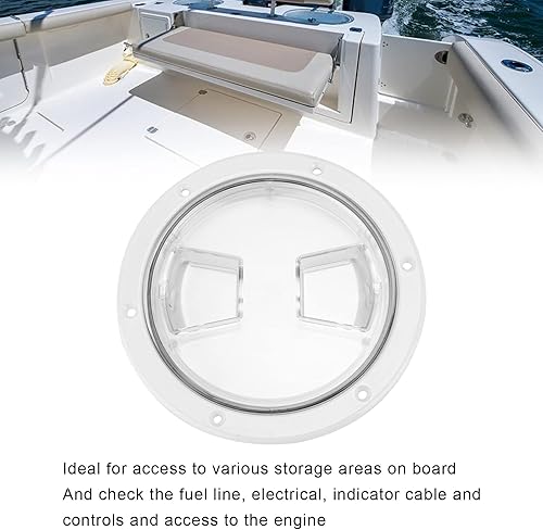 Miniatura 4 de Yctze Escotilla de acceso para cubierta de barco, placa de ABS redonda blanca para caravana, yate, barco, escotilla de acceso (6 pulgadas)