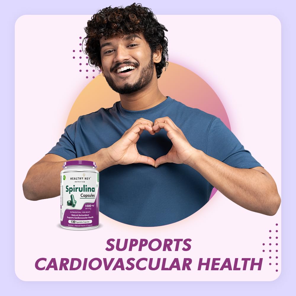 HealthyHey Nutrition Spirulina 120 Veg capsules. 1
