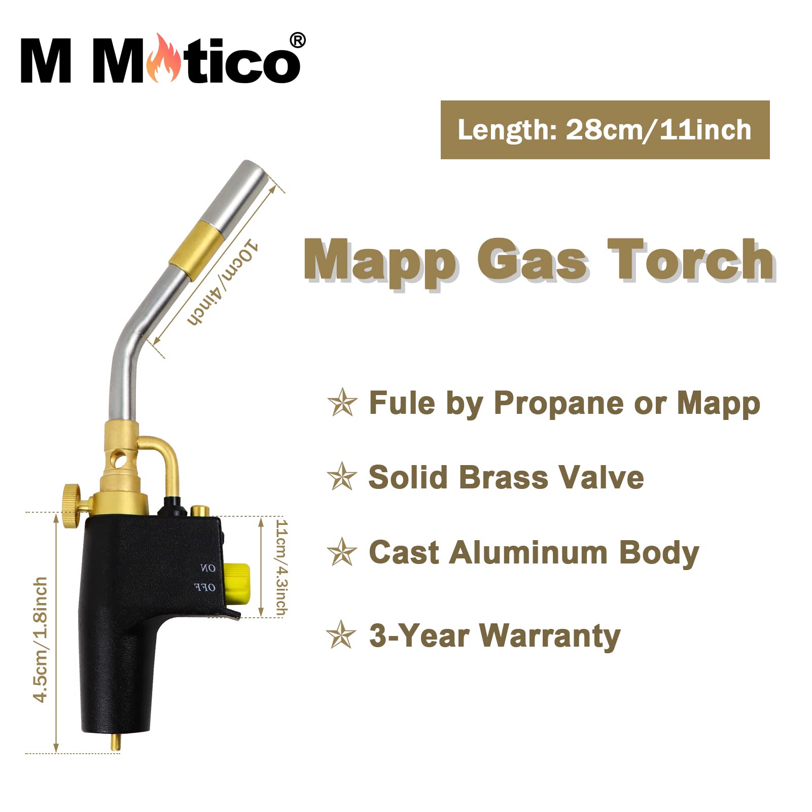 High Intensity Propane Torch Head, Trigger Start Mapp Gas Torch with