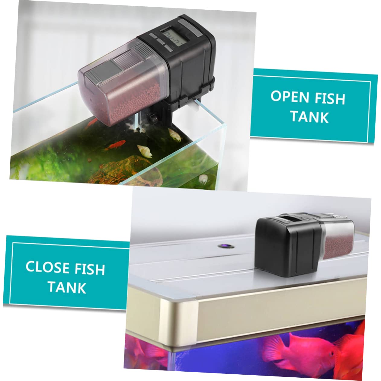 Milisten Automatischer Fütterung Fischfutterautomat mit für Automatische Verstellbarem Aquarium für Elektrischer Futterauslass und 75ml Kapazität im Urlaub