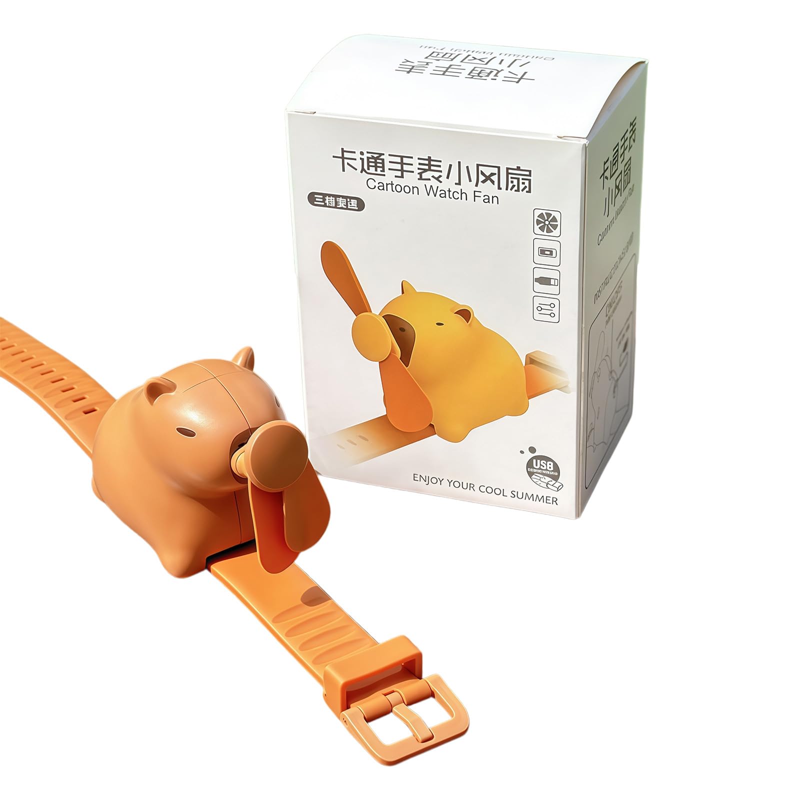 Meiliyizu Capybaras Watch Handheld Fan Wrist Wearable Cooling Device Perfect for Indoor and Outdoor Rechargeable