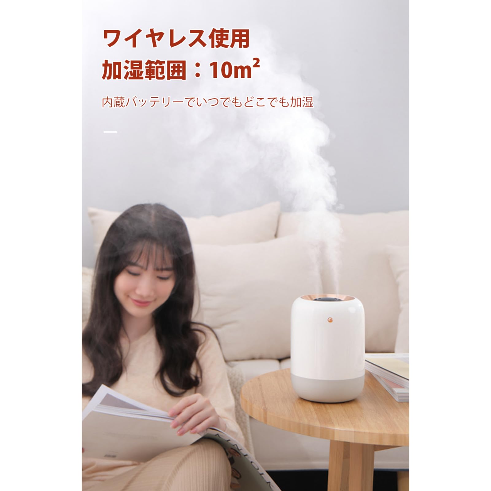Amazon.co.jp: 加湿器 小型 卓上 1L コンパクト ダブルノズル 6畳