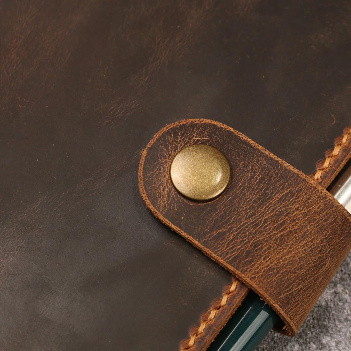 Vintage A5 Leder Planer mit Reißverschluss, Handgefertigte Ringbuchhülle aus Echtleder für Reisen, Büro & Alltag, Nachfüllbar (Dunkelbraun)