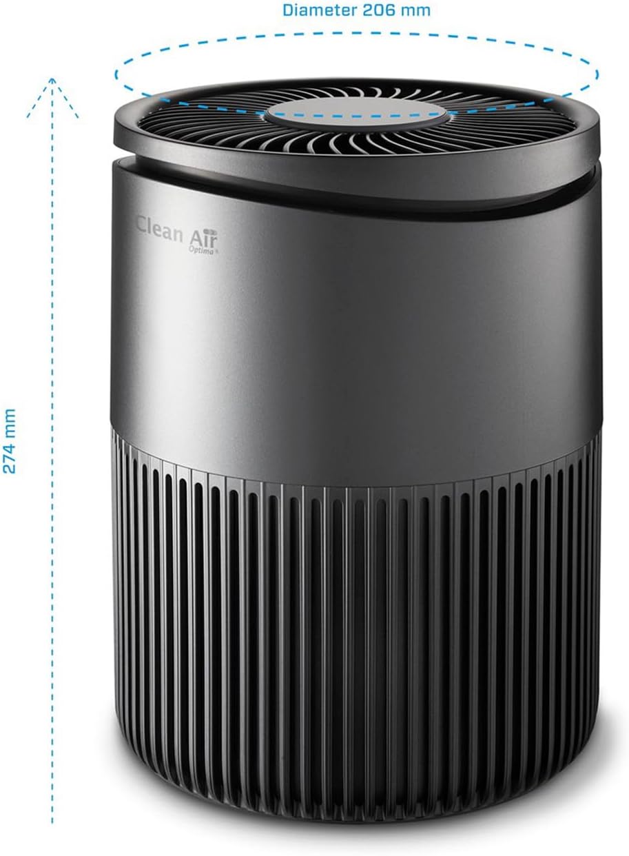Clean Air Optima CA-503T air purifier with its dimensions labeled: 206 mm diameter and 274 mm height.