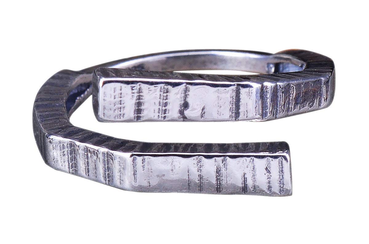NicoWerk Anillo de plata de ley 925 para mujer, estrecho, vintage, ennegrecido, ajustable, abierto, SRI576, Plata de ley