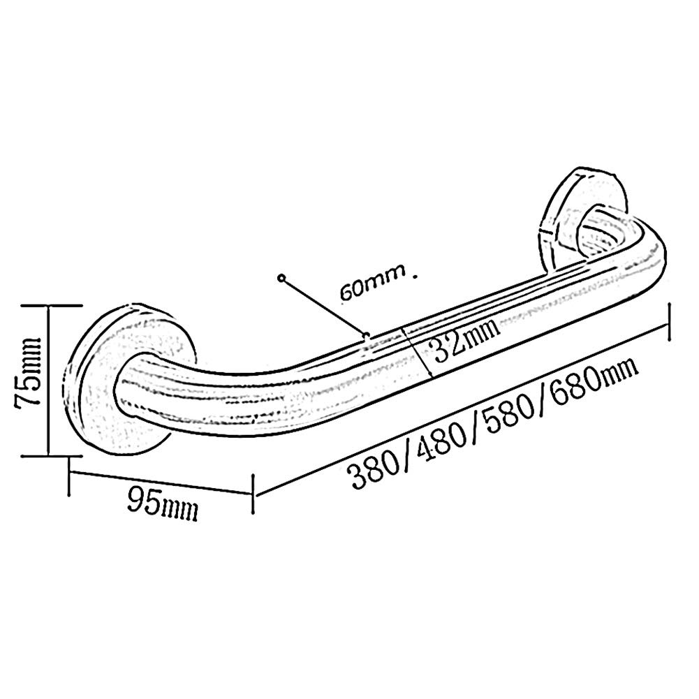Barra antiscivolo impermeabile per bagno, 480 mm, in acciaio inox, con base ispessita per una maggiore stabilità, supporto ideale per anziani e disabili.