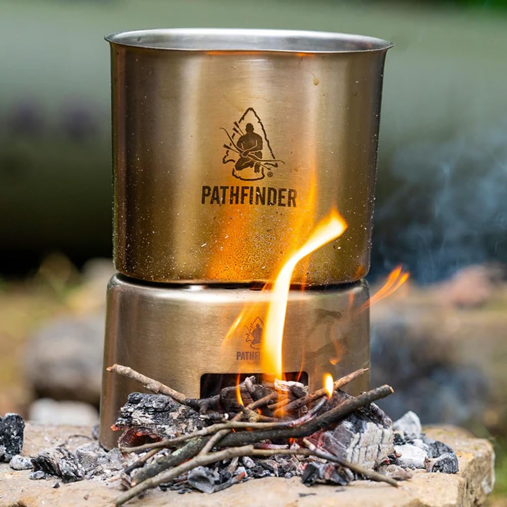 The Pathfinder School Stainless Steel Canteen Cooking Set - 3-Piece Backpacking Mess Kit, Hiking Cooking Set, Camping Cookware & Trail Gear, Great for Backpacking, Outdoor Camping, Hiking and Picnic