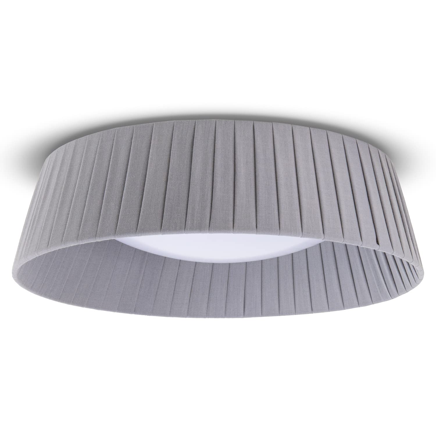 Paco Home Deckenlampe LED Lampe Esstisch Deko Wohnzimmer Modern Deckenleuchte Büro Rund Lampenschirm Stoff Fassung E27, Farbe:Grau, Leuchtenform__Größe:Ø37cm