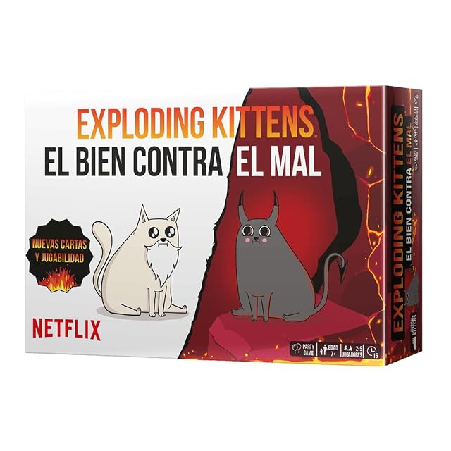 Asmodee Exploding Kittens El Bien contra el Mal, Juego de Cartas