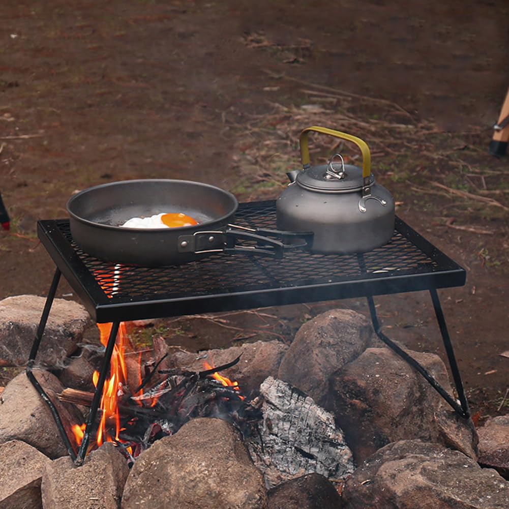 Parrilla plegable para fogata, parrilla de campamento resistente para campamento, parrilla plegable para barbacoa al aire libre, camping