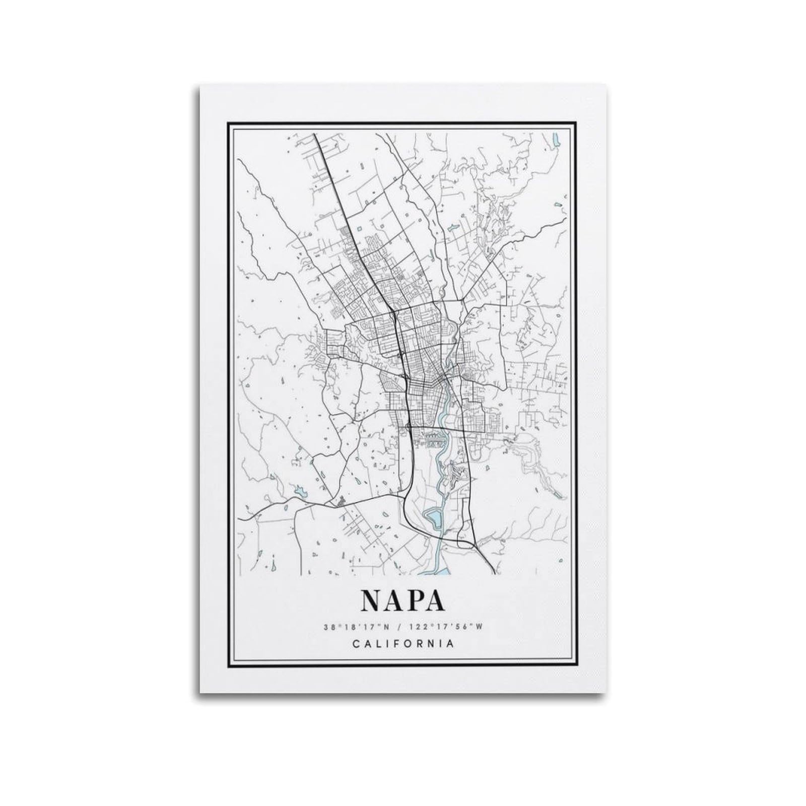 xiaoxiaoshen Napa California Map Canvas Poster Wall Art Prints Room Aesthetic Murals Bedroom And Living Decorations 20x30inch(50x75cm)