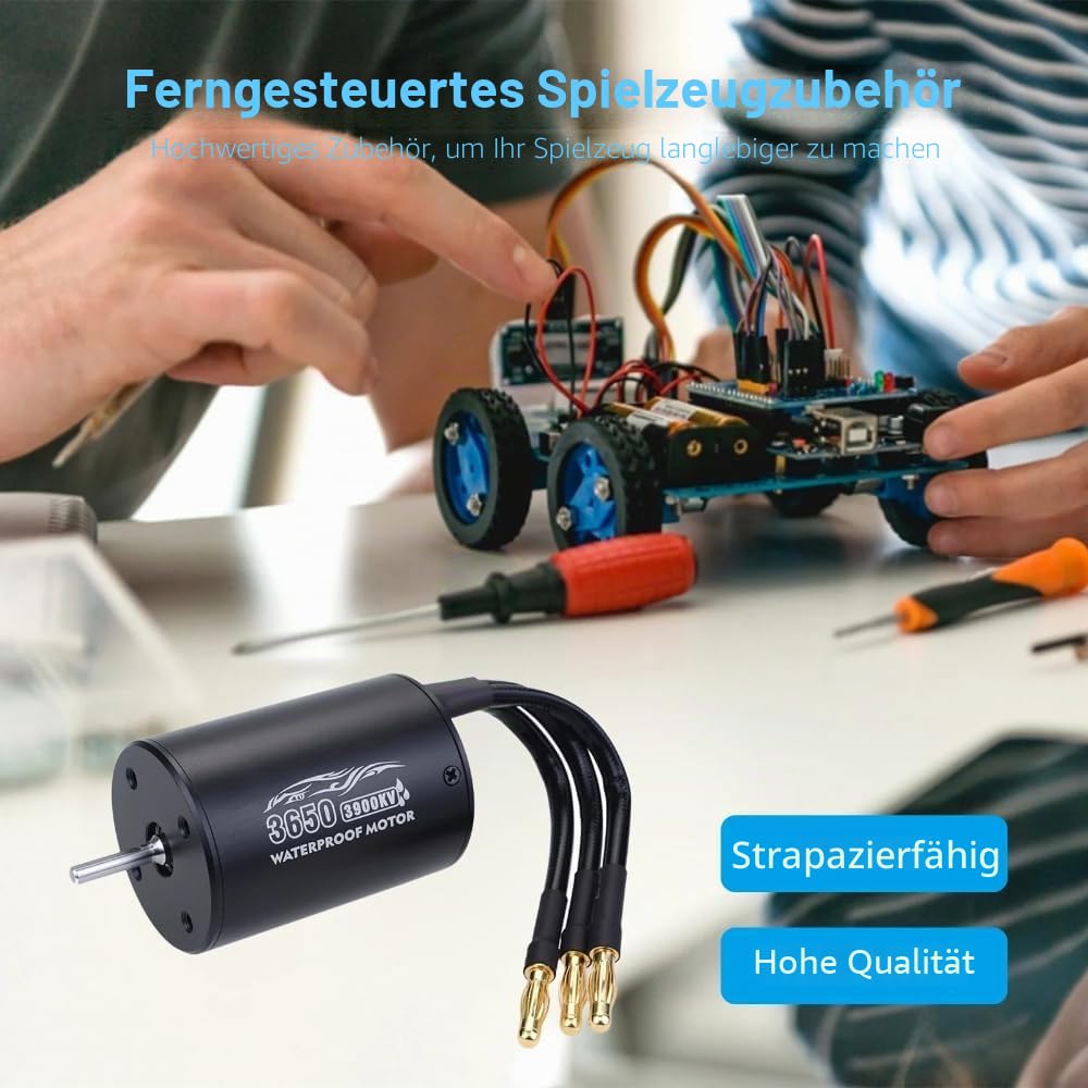 Bürstenloser Motor 3650 3900KV mit 60A ESC Set Wasserdicht Staubdicht Antriebssystem mit Überhitzungsschutz für 1/10 RC Auto LKW Buggy Truggy Tourenwagen Ersatzteile