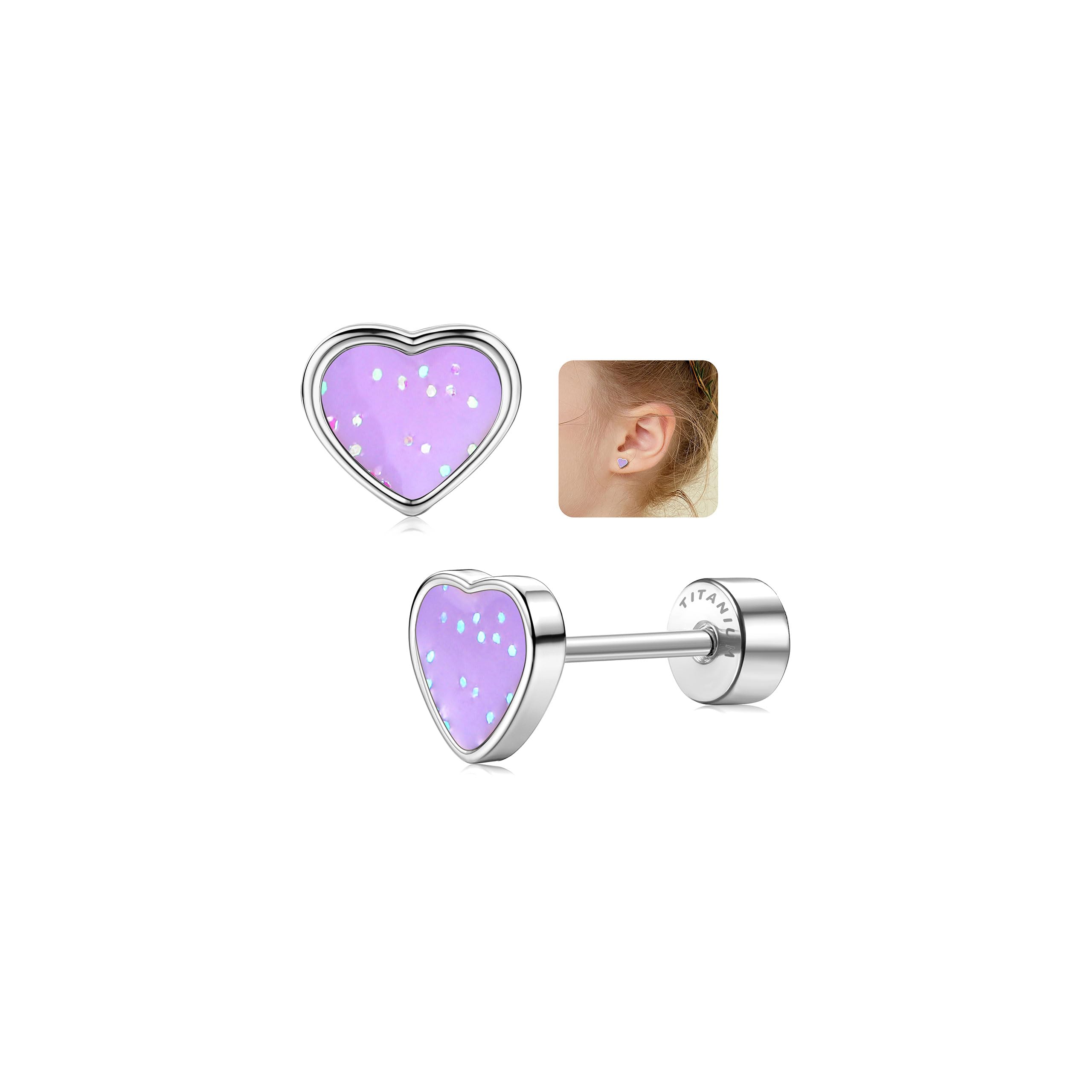 LOLIAS 20G Titan Herz Ohrstecker Ohrringe Für Mädchen Damen14K Gold Süße Kleine Pailletten Ohrstecker Hypoallergene Ohrringe Geschenke Mädchen Knorpel Tragus Ohrstecker Ohr Piercing