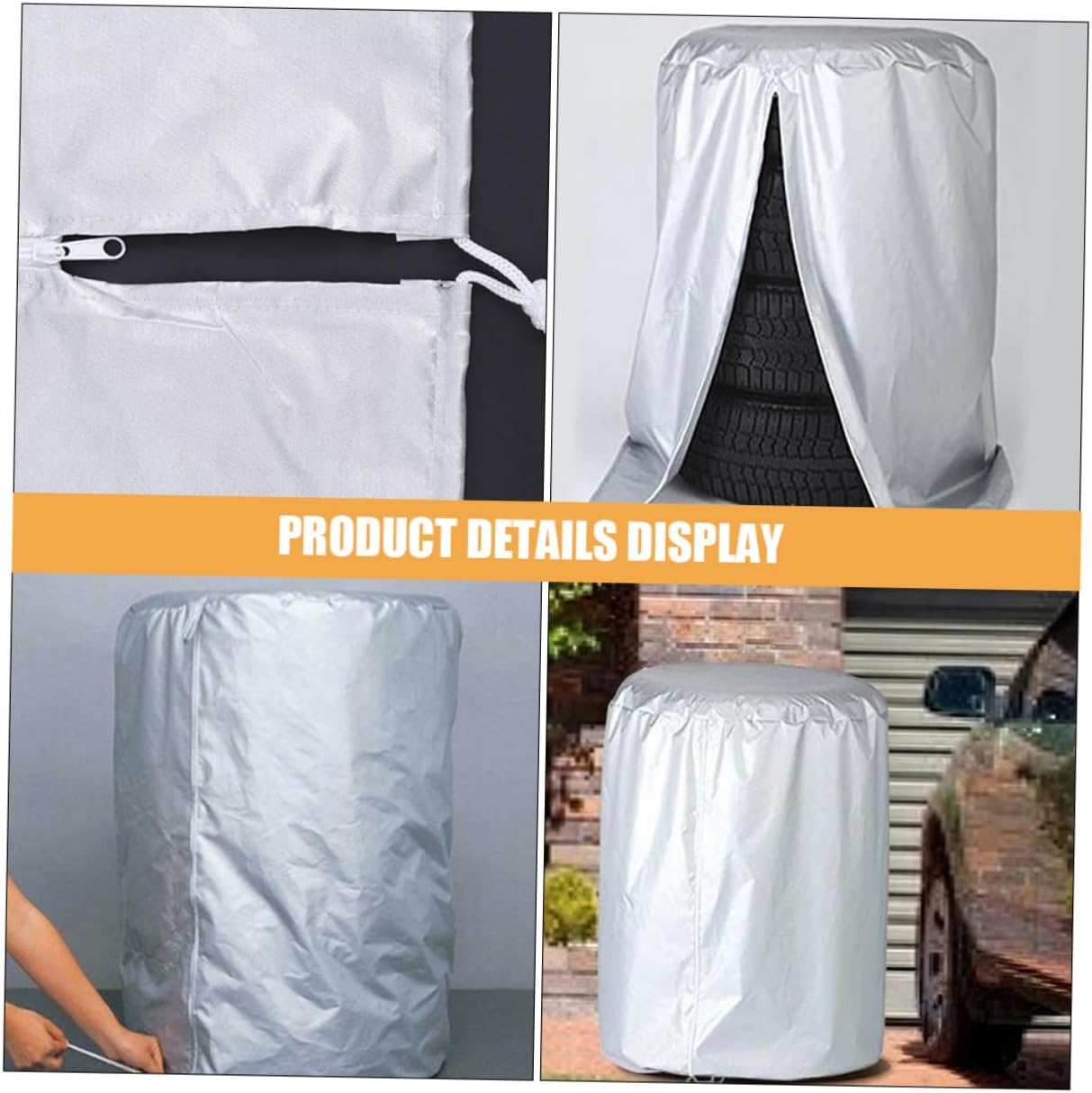 2pcs Uv Tire Covers Heavy-Duty Wheel Protector for Rv Truck SUV and Trailer Weather-Resistant and Fits Vehicle Models Silver