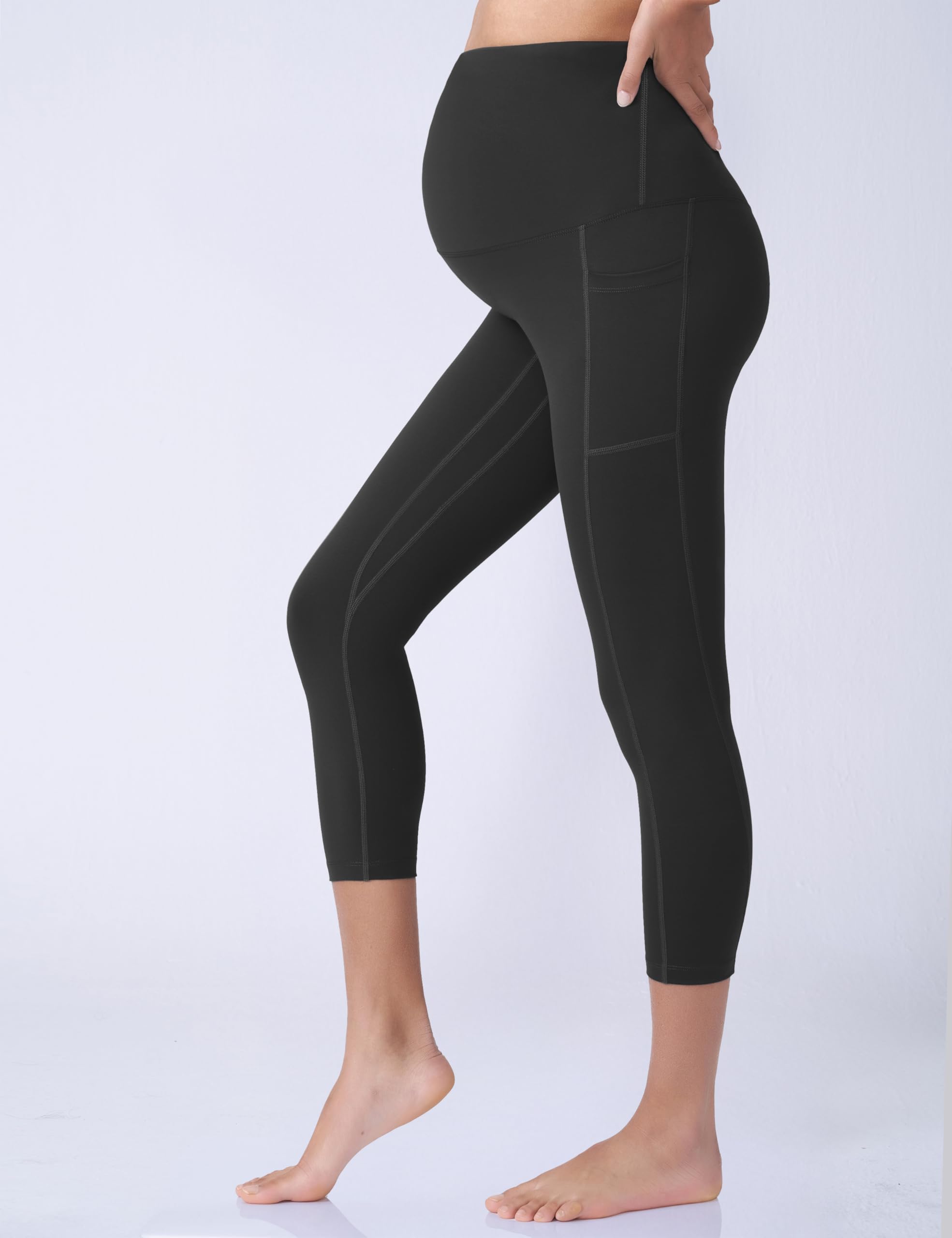 POSHDIVAH Legging Capri de maternité pour femme avec poches
