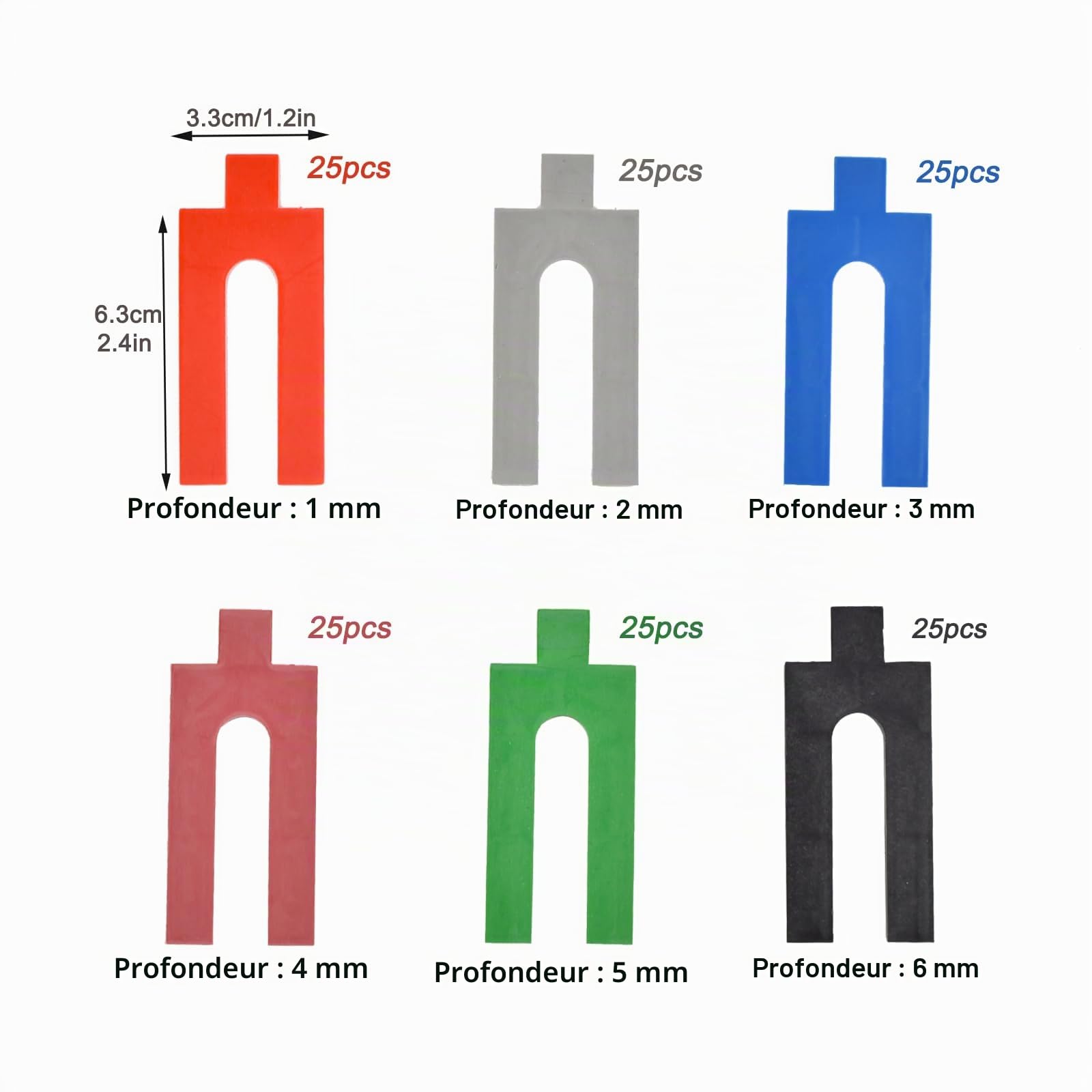 Lot de 150 entretoises en plastique pour cloison sèche, cales de vitrage en forme de U, cales, entretoises pour montage de fenêtre, lattes, cales de fenêtre de 1 à 6 mm