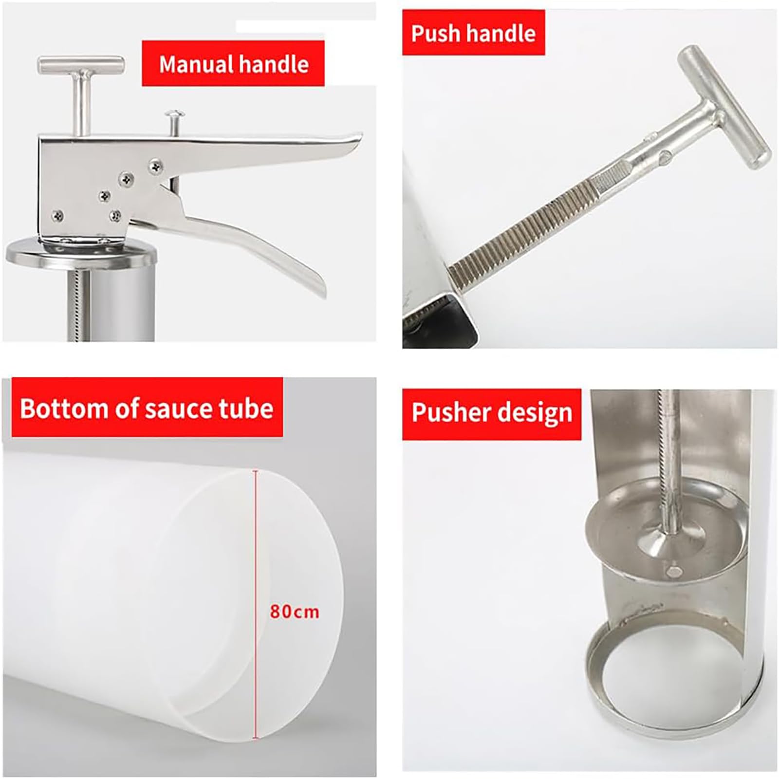 Dispensador de salsa con flujo ajustable y boquillas desmontables para cocinas profesionales y domésticas