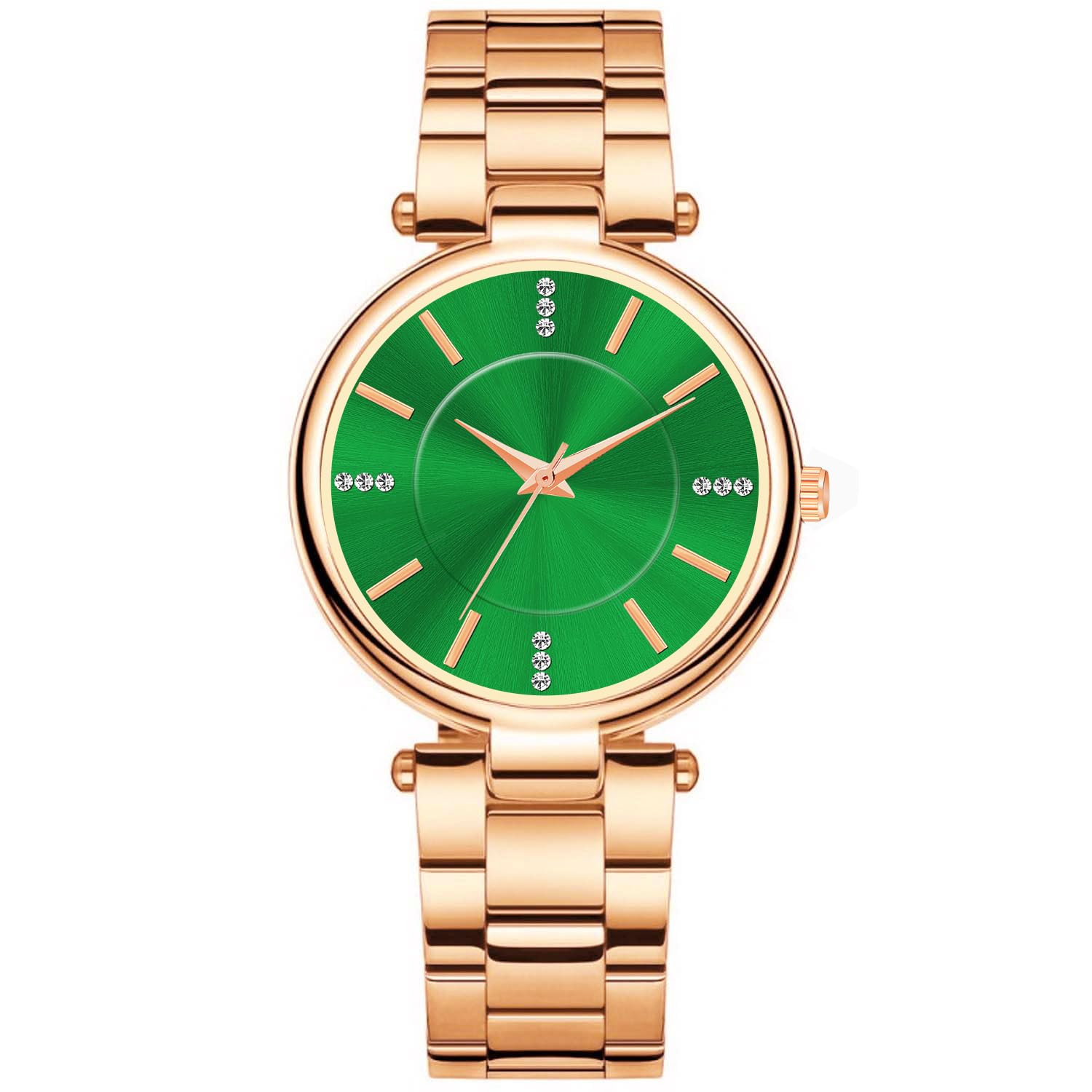 RUSTET Women Analogue Wrist Watches for Womens & Girls&Miss&Ladies Diamond Studded Dial Rosegold Colored Stylish Bracelet Strap (Green) (B0DGLS4G6K) Amazon Price History, Amazon Price Tracker