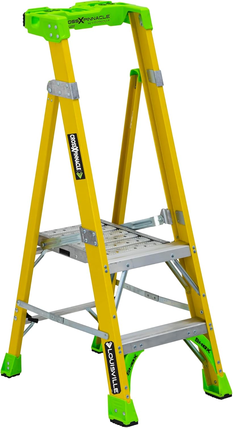 Louisville Ladder 2-Foot Fiberglass Platform to Leaning Ladder, 375-Pound Load Capacity, Type IAA, FCP1402HD