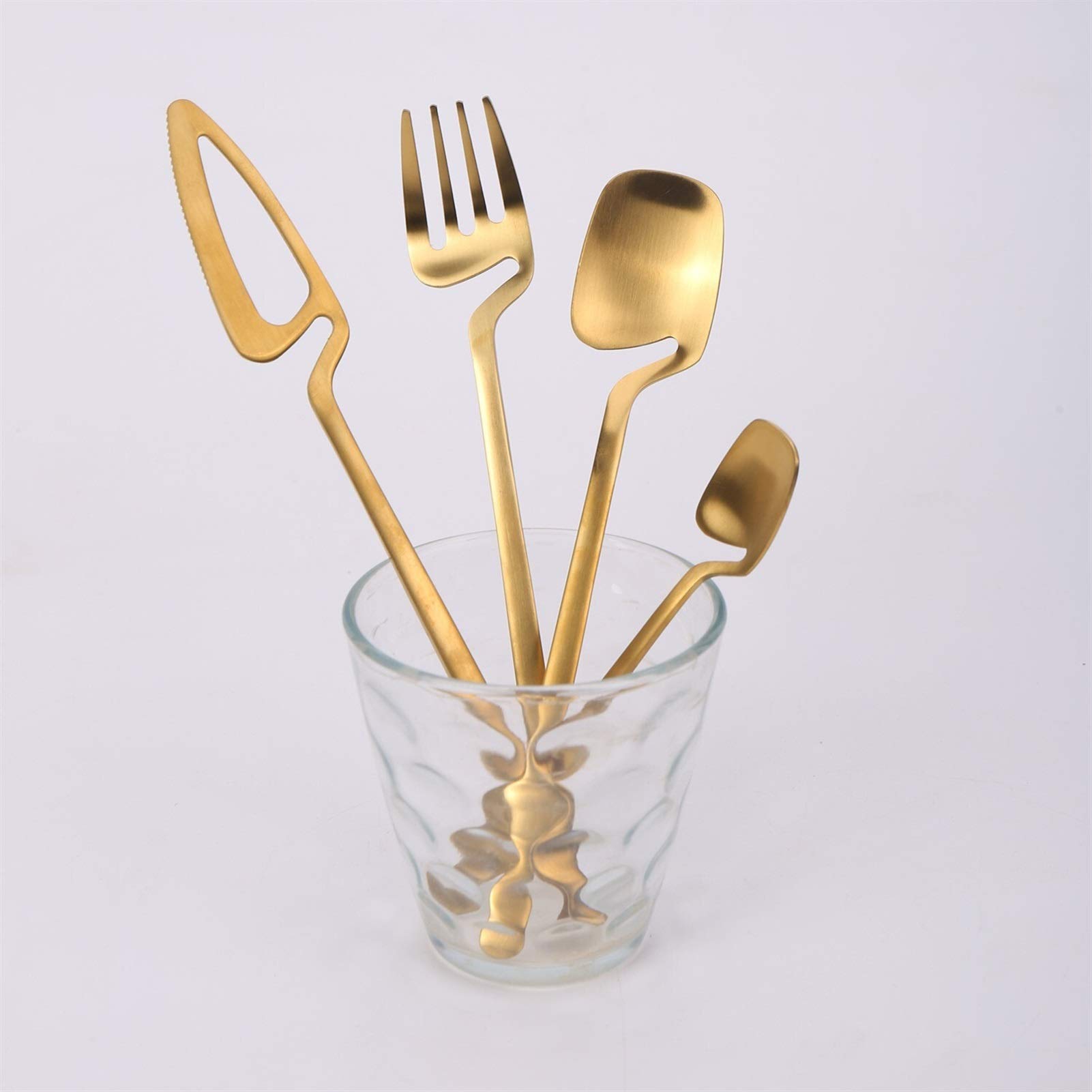 24pcs 18/8 Setware de acero inoxidable Set de vajilla Rose Oro Cubiertos Colgante Copa Cuchara Cuchillo Western Cutleri Silaterra (Color : Matte black)