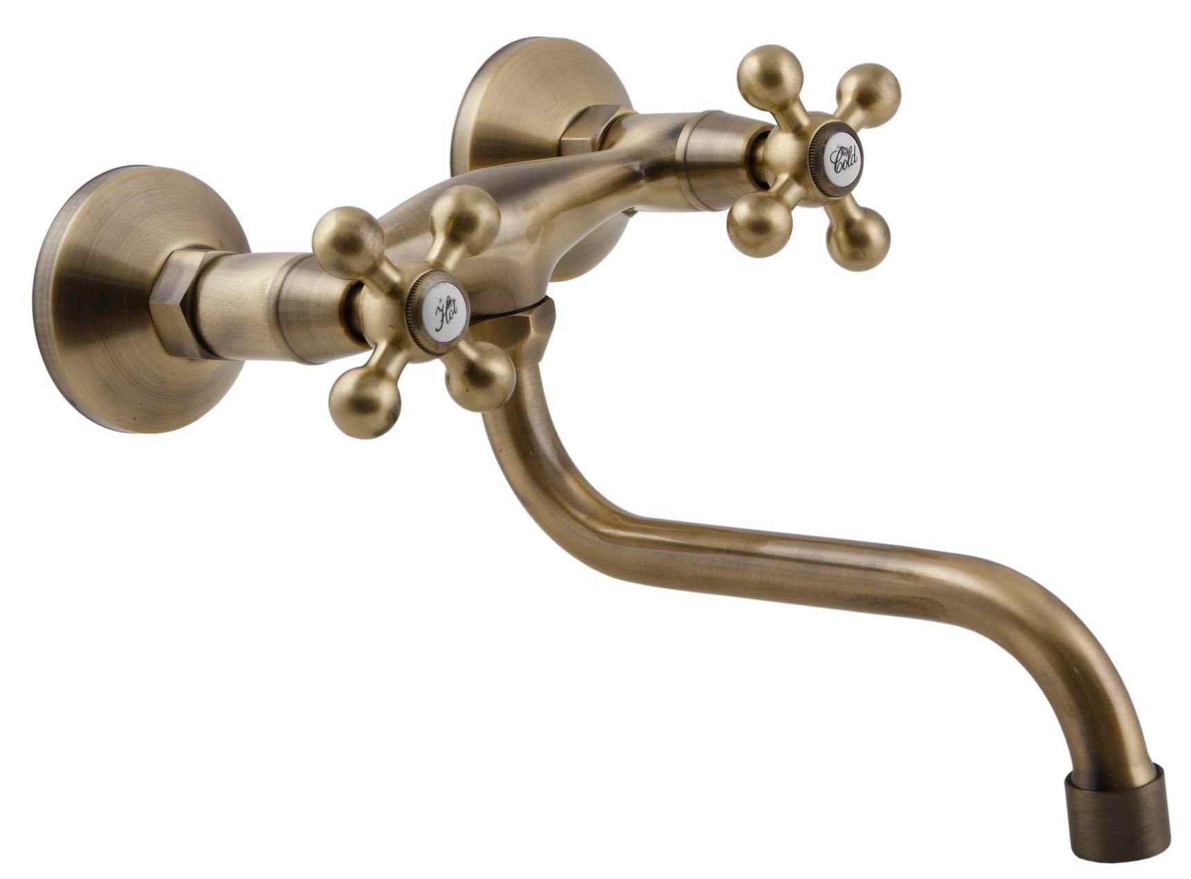 Elegante Tipo 'S' Ottone Antico Bagno Rubinetto della Cucina Antico Teste Retrò