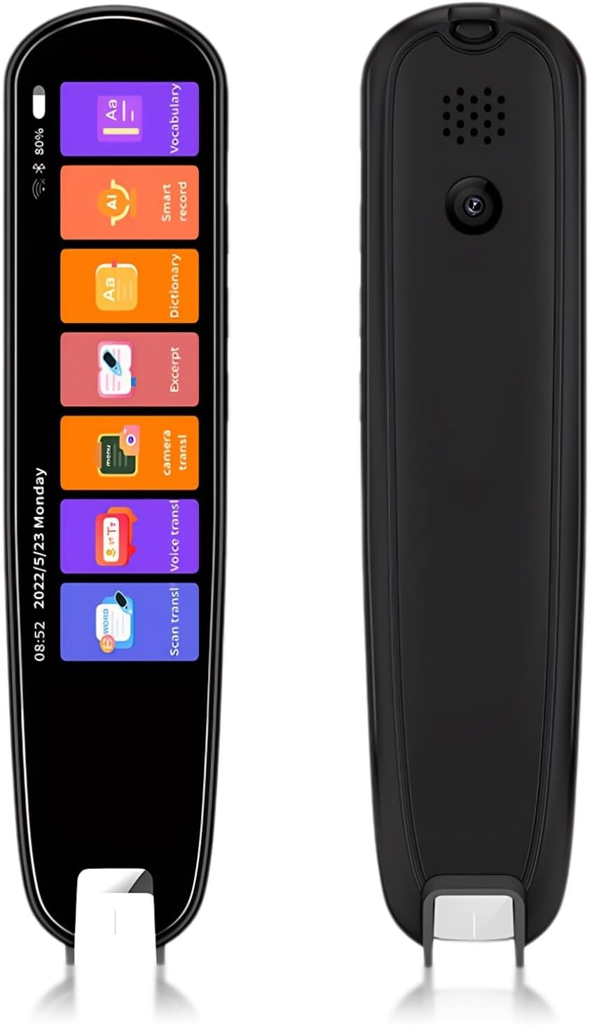 Digital Translation Pen, 3.38in Touchscreen Text to Speech Languages Translator Pen Scanner, Real Time 134 Languages Portable Dictionary Pen for Travel Reading Learning Meeting