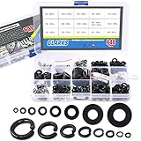 Glarks 640Pcs Metric Flat Washers and Split Lock Washers Assortment Set for M2 M2.5 M3 M4 M5 M6 M8 M10 Screws Bolt, Black Zinc Plated Alloy