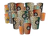  Vasos de carton de cafe para llevar -100 unidades desechables de 180 ml - con paletinas de madera de haya y tapas de vasos