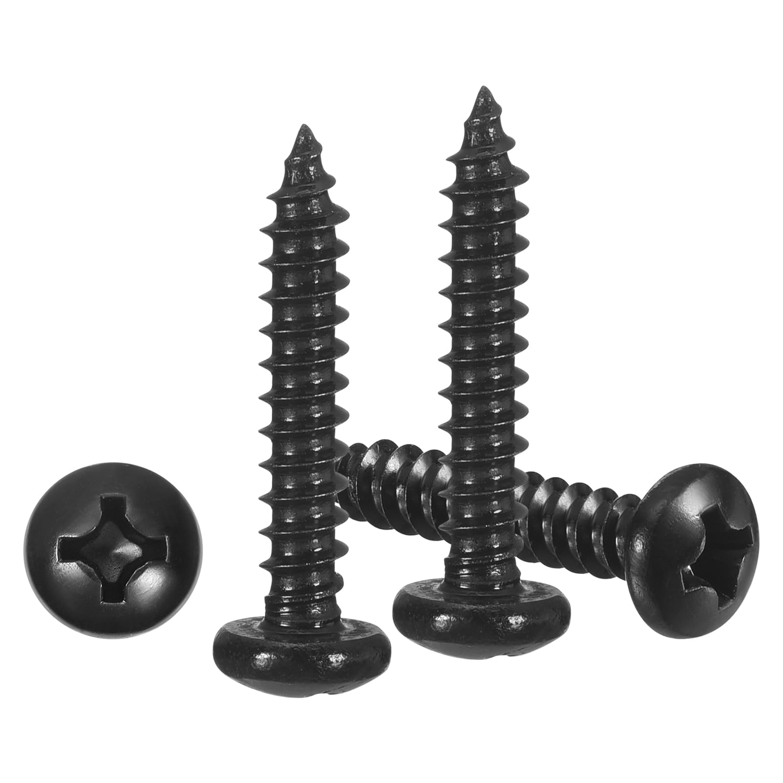 METALLIXITY Phillips Pan Head Self Tapping Screws(#6x3/4") 100Pcs, 304 Stainless Steel Self Drilling Screw for Metal Wood Plastic, for Cabinet Wall Shutter Plate Rock Furniture, Black — image 1