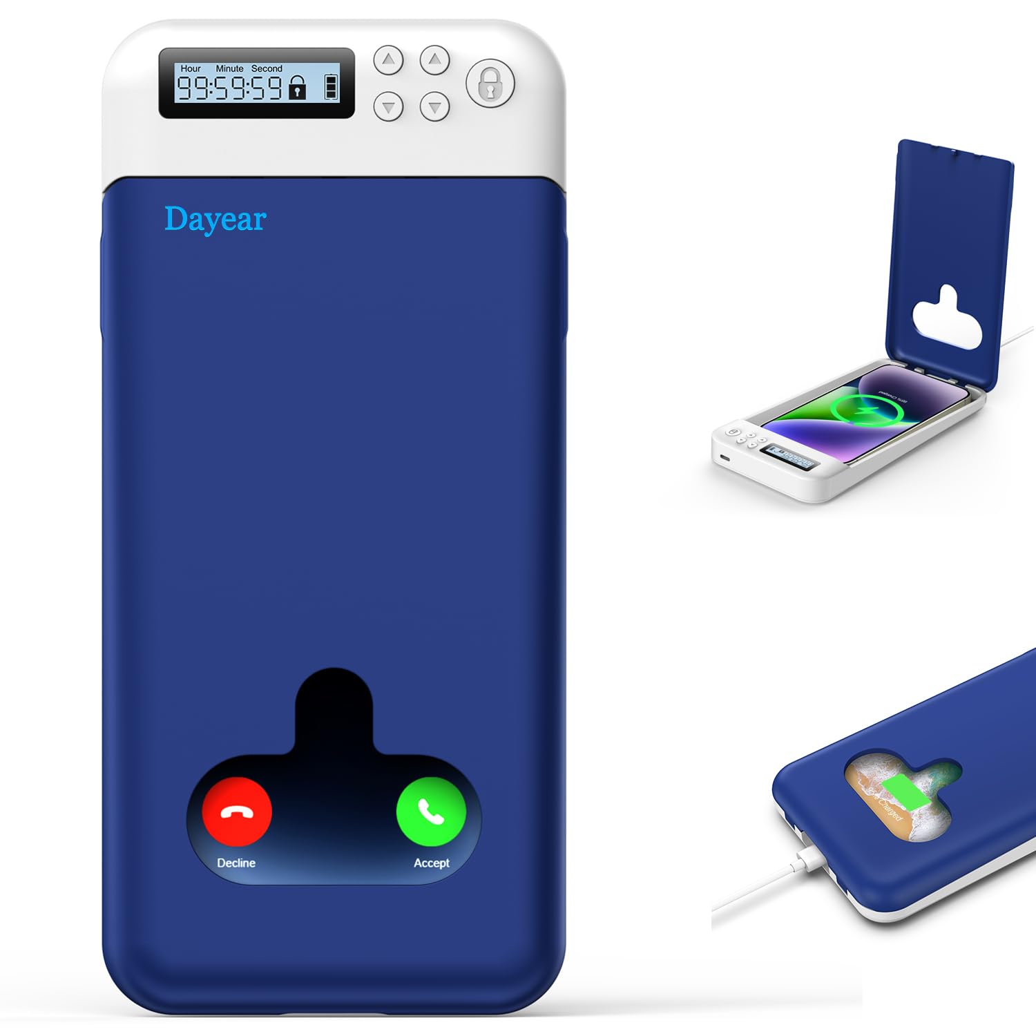 Phone Lock Box with Timer, Self-control Phone Safe, Timed Locker Box - Electronic Locker Gift for Kids, Students, Adults (Blue)