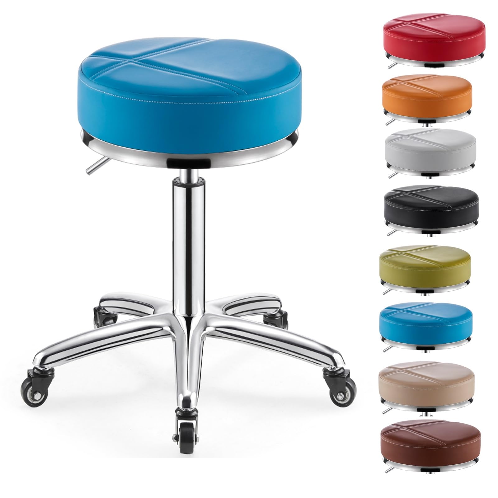 Drehhocker 360° drehbar Labor-Werkstattstuhl mit Chromsockel höhenverstellbar 9 x 33 x 60 cm