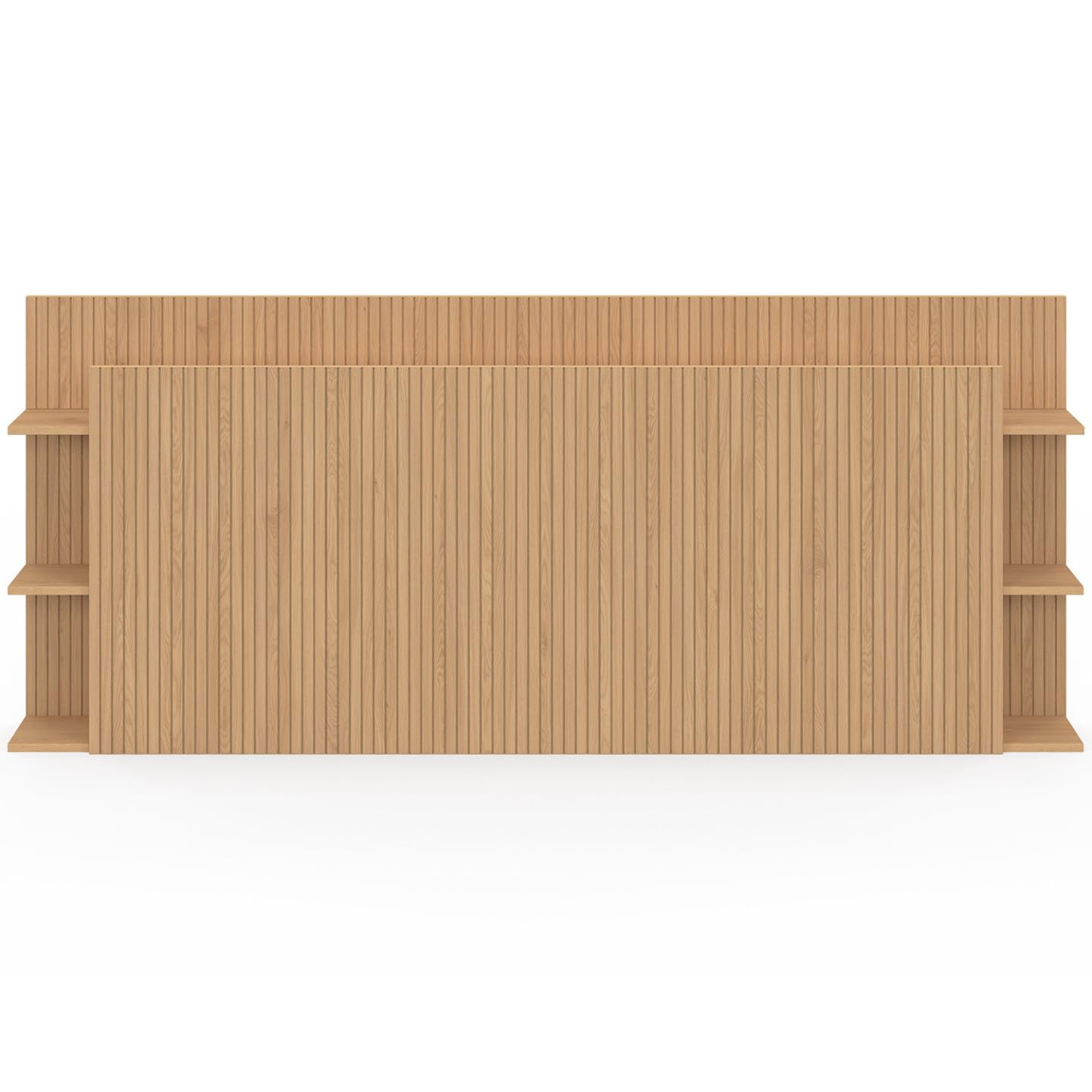 IDMarket - Tête de lit sur Pied Juliette pour lit 140 et 160 cm avec rangements Effet Lattes tasseau Bois