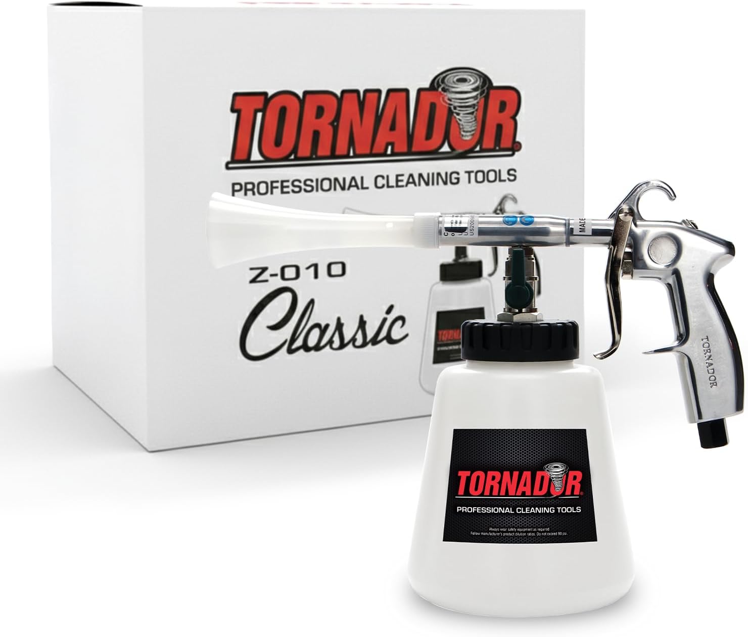 Tornador Z-010 Classic Car Cleaning Gun Includes 32oz Reservoir | Cleans & Dries Fast with Low Noise and Wear | Perfect for Interior & Exterior Detailing