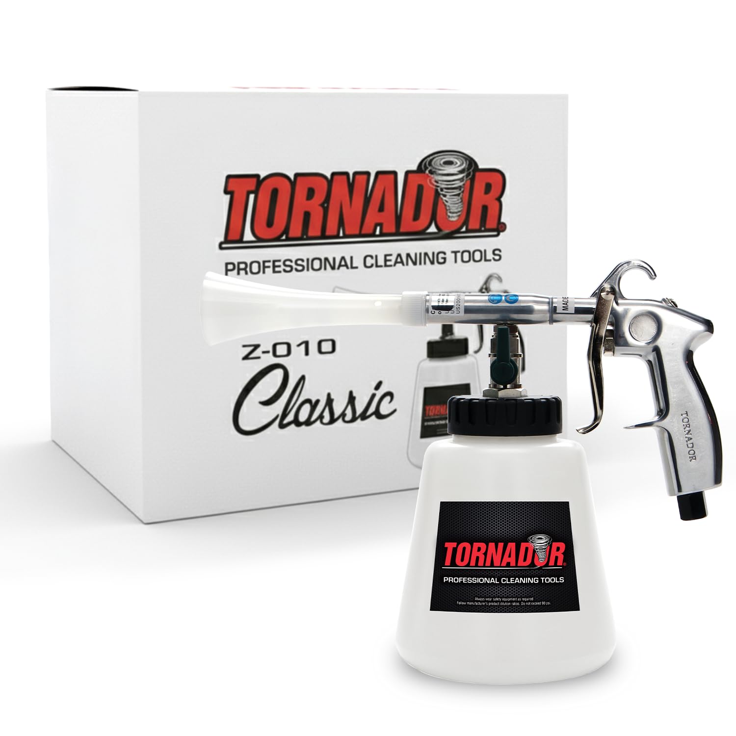 Tornador Z-010 Classic Car Cleaning Gun Includes 32oz Reservoir | Cleans & Dries Fast with Low Noise and Wear | Perfect for Interior & Exterior Detailing