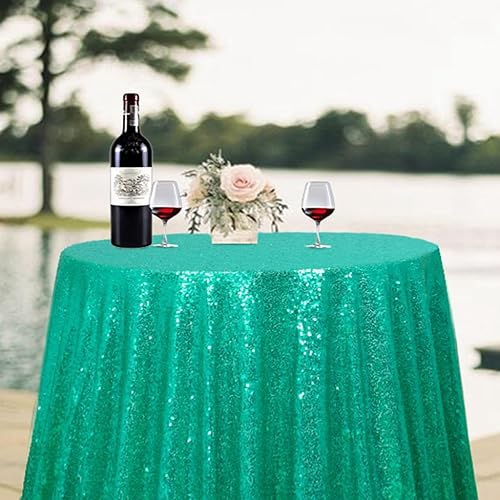 Vista 25 de ShiDianYi Mantel redondo de 90 pulgadas, mantel de lentejuelas color fucsia con purpurina para tarta, postre brillante, para fiesta de cumpleaños