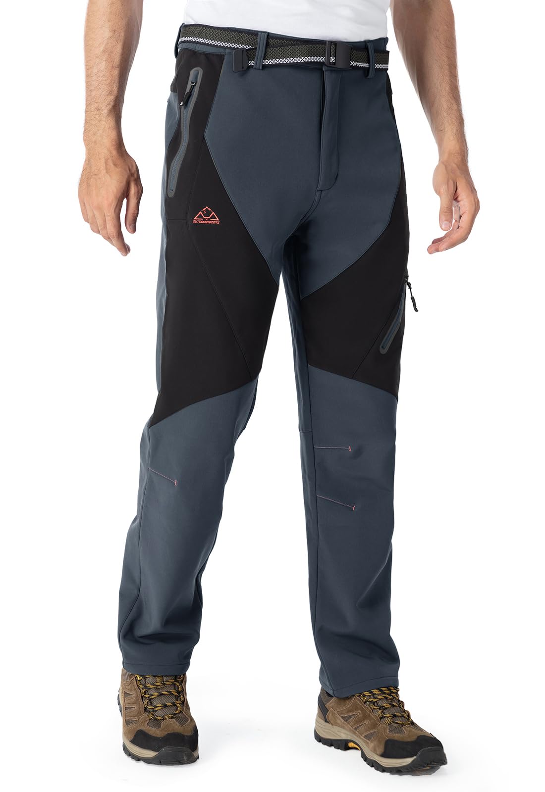 Rdruko Herren-Schneehose, wasserdicht, isoliert, mit Fleece gefüttert, für Skifahren, Wandern, Snowboarden, Winterhose mit Taschen