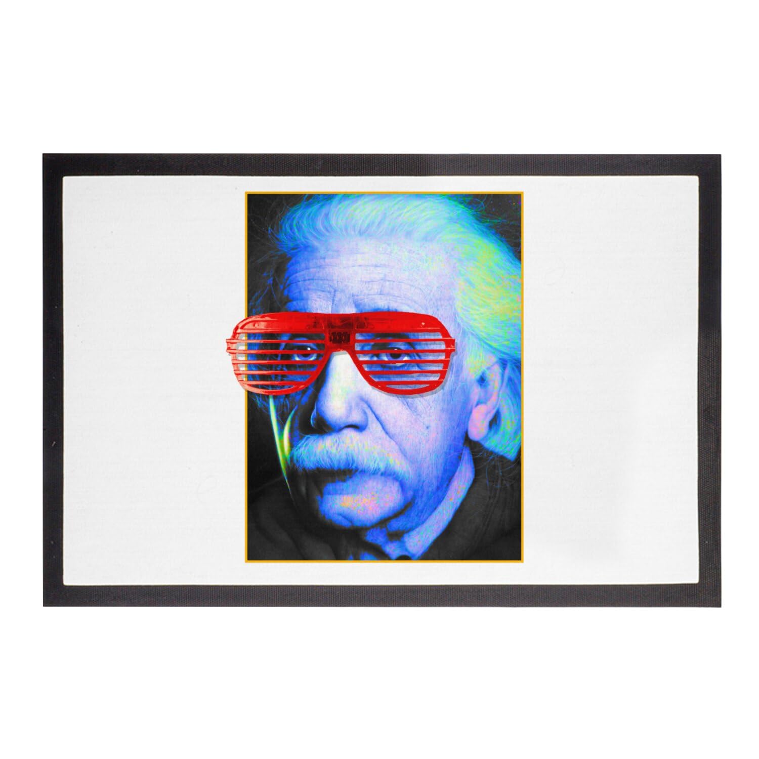 Paillasson Kanyee Einstein Collage Vintage Tapis Entrée Humour Blanc 60x40