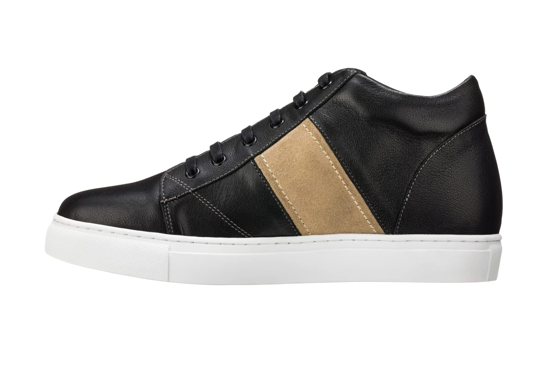 CALTO Zapatos de elevador invisibles para hombre con aumento de altura - Zapatillas de deporte de cuero con cordones casuales de moda - 2.8 pulgadas más alto